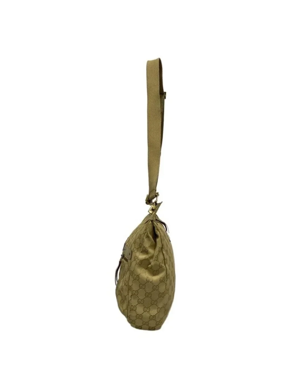 ★SOLD★ Gucci Shoulder Bag GG Pattern Beige Green Leather - Picture 4 of 12
